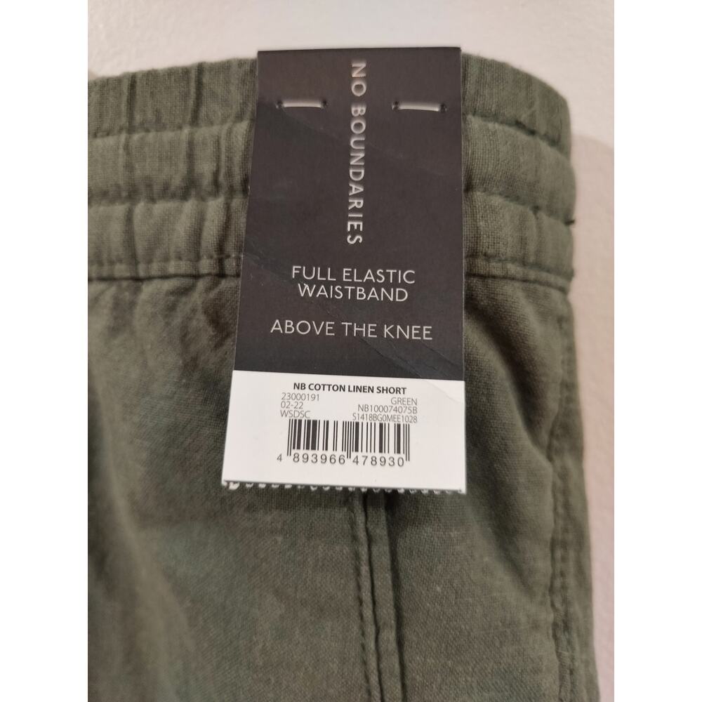 No Boundaries Mens Cotton Linen Shorts 3XL Green Elastic Waist Drawstring Casual - Picture 2 of 9